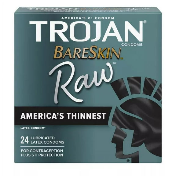 Bareskin RAW Thinnest Sensitive Lubricated Latex 24 Condoms (Retail Box)