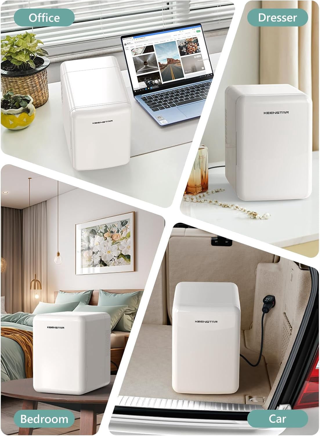 4L  Fridge for Skincare & Food, 110V/12V Cooler & Warmer Portable Refrigerator for Bedroom, Office, Car, Dorm - Energy Efficient Fridge for Breakfast Milk, Cosmetic, Snacks(White)