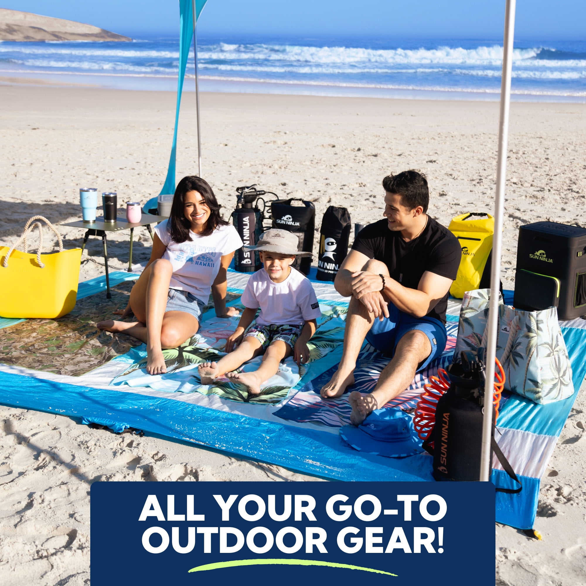 SUN NINJA Beach Tent Shelter with UPF50+ Protection, Includes Sand