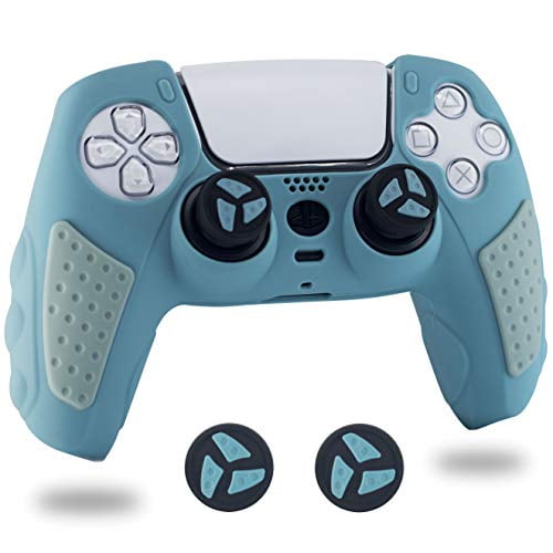 Brhe Ps5 Controller Skin Anti Slip Silicone Grip Cover Protector Rubber Case Accessories Set For Playstation 5 Gamepad Joystick With 2 Thumb Grip Caps Grey Blue Walmart Com
