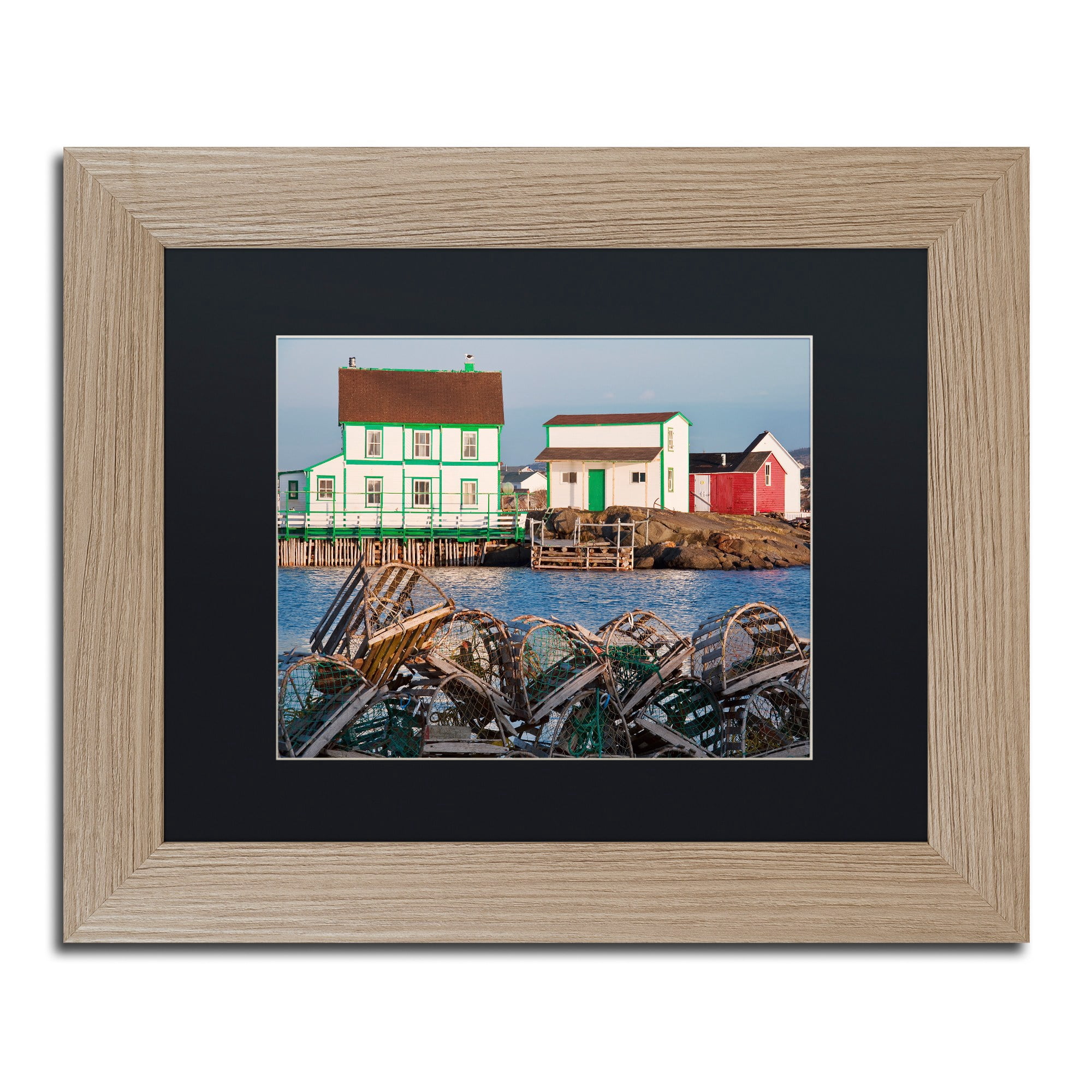 Trademark Fine Art "Lobster Traps" Canvas Art by Michael Blanchette Photography Black Matte, Birch Frame