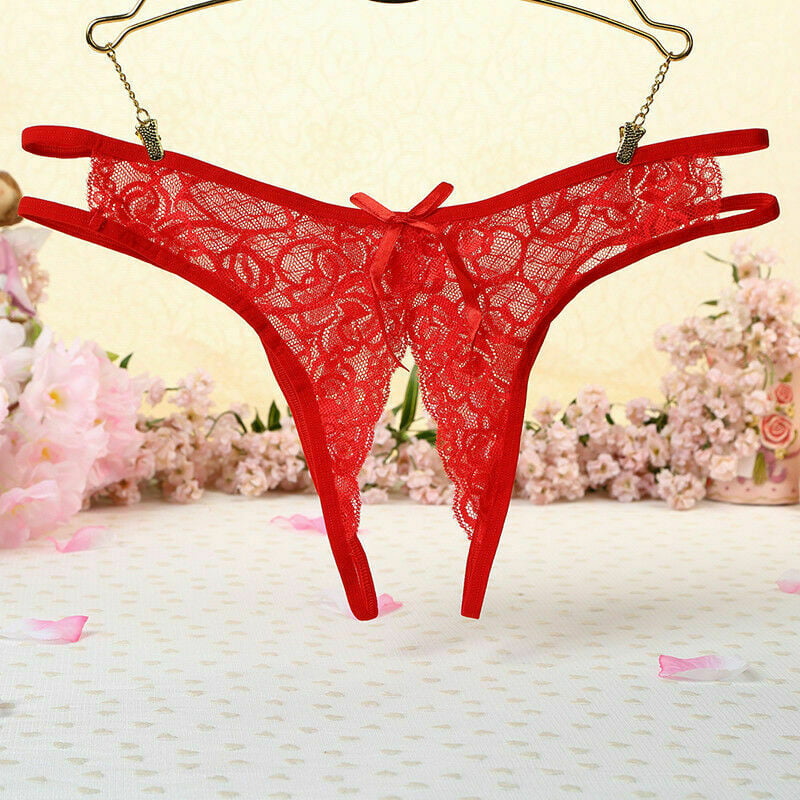 Floral Briefs Underwear Lingerie G-string Panties Women's Crotchles Thongs 