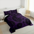 thumbnail image 3 of Manfei Bohemian Paisley Queen Comforter Set 3 Pieces, Hippie Mandala Bedding Sets, Black Purple Bedding Comforter Set, Lightweight Room Decor, 3 of 8