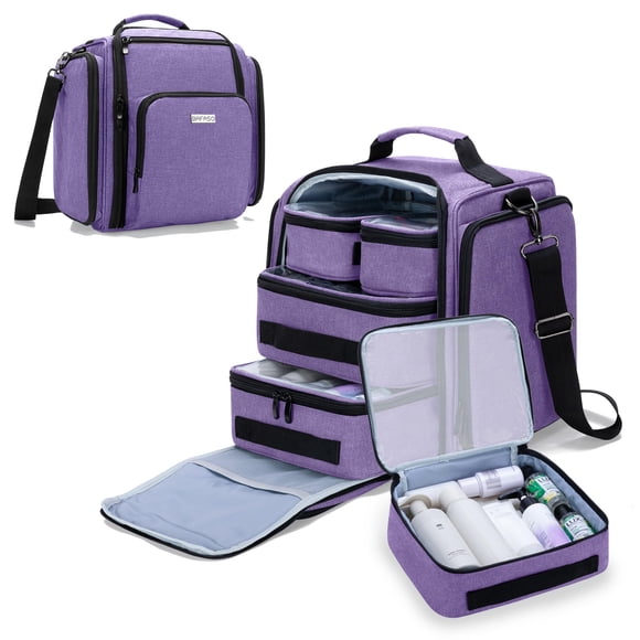 Neceser de viaje BAFASO, tamaño grande, con 4 bolsas extraíbles, color morado
