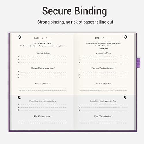 The Gratitude Journal: Inspire Thankfulness, Mindfulness, Positivity, Happiness,Upgraded with Pen Holder, Inner Pocket & Elastic Closure Band (Purple)