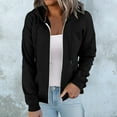 thumbnail image 7 of Fgnfyis Women Casual Solid Zip Up Hoodie with Drawstring Hooded Sweatshirt Pocket Long Sleeve Top Black S, 7 of 7