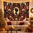 thumbnail image 3 of Oval Black Silhouette With Figure Profile Facing Adorned, Mystical Fantasy for Space Lovers, Galaxy Room Decor, Valentine's Day Gift, Tapestry Wall Hanging for Bedroom and Dorm, 3 of 7