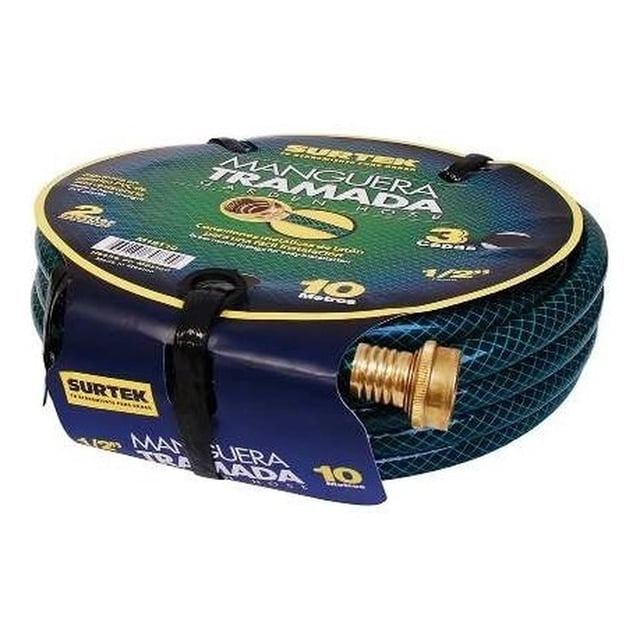 Manguera Tramada Verde SURTEK 3/4in Armada Conec Metal 25m M34T25