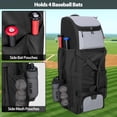 thumbnail image 3 of Bolsa de béisbol con ruedas GOBUROS para 4 bates con compartimento para zapatos, 3 of 7