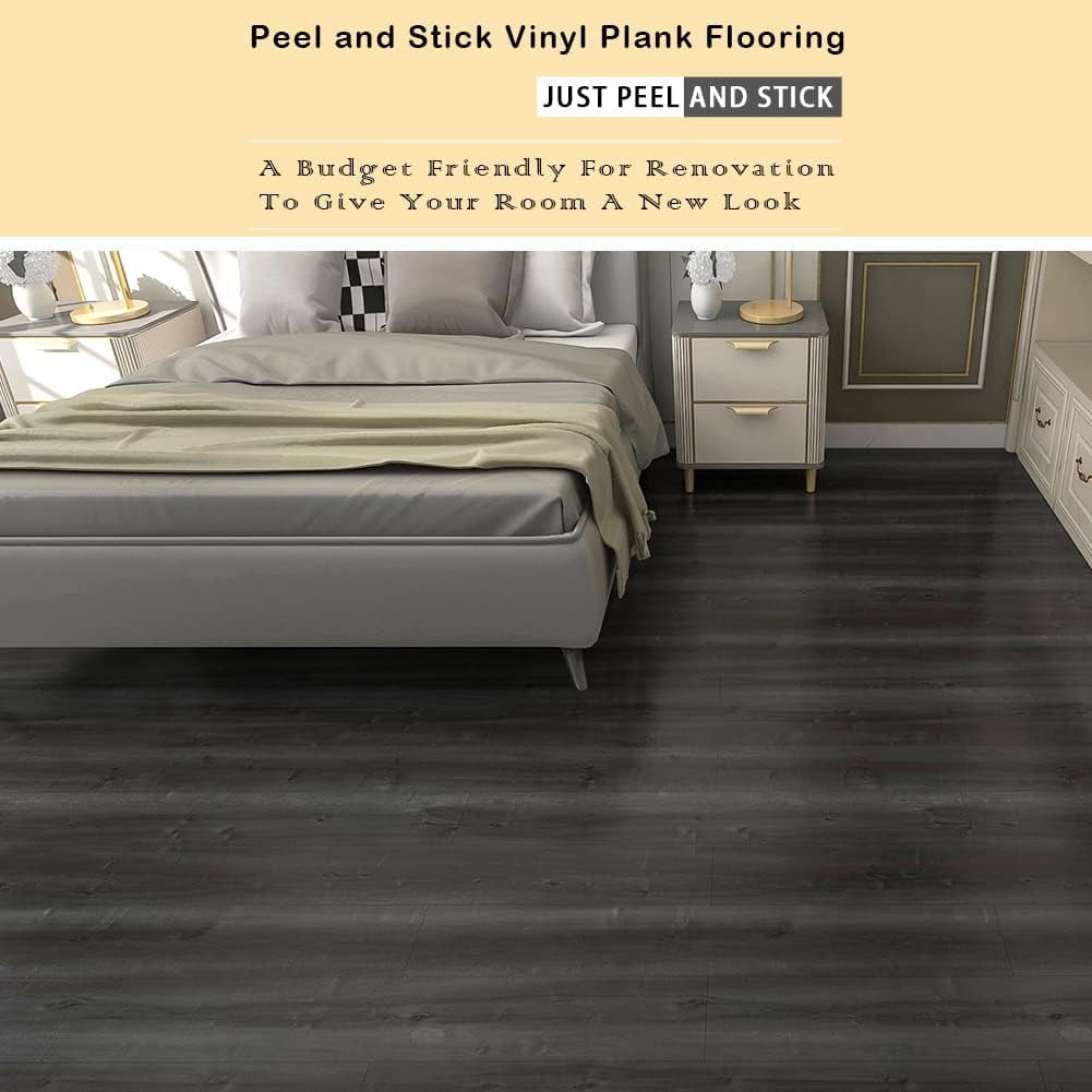 Peel and Stick Floor Tile, Vinyl Plank Flooring Wood Grain Look Flooring Self Adhesive and Waterproof Easy to Install for Any Room DIY 6''x36'' (10 PCS) 14.5 Sq.ft