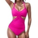 thumbnail image 1 of Gibobby Trajes de Baño para Mujer Bañido de cintura Monokini Empuja Mujeres traje de baño uno Pieza de traje alto envoltura Swimwears Swimswears(Rosa caliente,XL), 1 of 5
