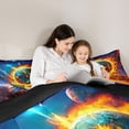 thumbnail image 4 of Homewish Retro Aircraft Airplane 7 Pieces Bedding Comforter Set,Galaxy Planet Pattern Full Bedding Set,Universe Theme Fitted Sheet Flat Sheet For Boys Kids,Super Cozy Room Decor Reversible, 4 of 8