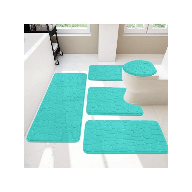 1pc Classic & Versatile Soft Memory Foam Stone Pattern Water Absorbent & Non-Slip Mat, Suitable For Bathroom & Toilet, Washable, Durable & Anti-Skid