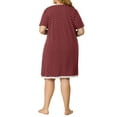 thumbnail image 3 of Agnes Orinda Women's Plus Size Nightgowns Polka Dots V Neck Short Sleeve Midi Sleepshirt 2X Burgundy, 3 of 7