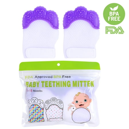 2Pcs Baby Crawls Molar Ice Silk Gloves Mitten Toddler Teether Protective Glove -