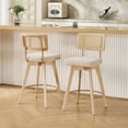 thumbnail image 5 of ONEVOG 26.2" Swivel Counter Stools Set of 2, Linen Upholstered with Breathable Cane Back, Farmhouse Counter Height Chairs for Kitchen Island,Beige, 5 of 9