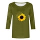 thumbnail image 4 of Camisetas Casuales de las Mujeres de Moda Impresa 3/4 Mangas Blusa Cuello Redondo para el Hogar Y Diario, 4 of 4