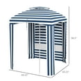 thumbnail image 3 of Beach Umbrella 5.8ft, Cabana Style, Portable Sun Shelter with Windows & Ruffles - Blue White Stripe, 3 of 9