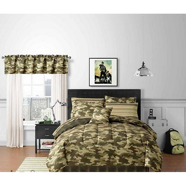 Green Teen Boys Camo Camouflage Twin Comforter Set 6 Piece Bed In A Bag Walmart Com Walmart Com