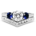thumbnail image 4 of Simulated Blue Sapphire Wedding Engagement Ring Set (7), 4 of 5