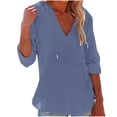 thumbnail image 1 of Yuyuzo Womens Hoodies 3/4 Sleeve Drawstring V Neck Loose Tunic Shirts Solid Color Pullover Tops, 1 of 7
