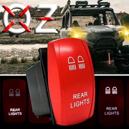 OZ-USA Rear Light On/Off Red Rocker Switch 4-Pin for Trucks UTV Golf Carts RV Boats Compatible with Polaris RZR Can-Am YXZ Pioneer Dash Panels