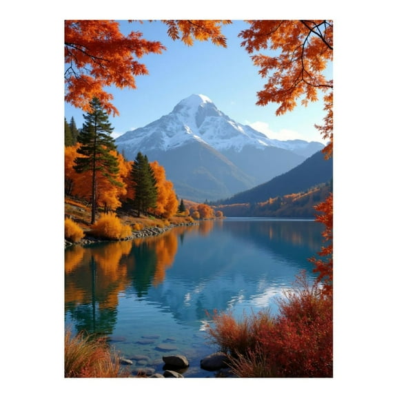 Diamond Art Kits for Adults, Mountain Lake Autumn Reflection 5D Diamond Painting Kits for Adults Beginners, DIY Full Drill Diamond Painting, Gem Art and Crafts 12x16