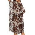 thumbnail image 4 of Xoenoiee Brown Cow Print Womens Kimono Cardigans Beach Cover ups Swimwear Short Sleeve Loose Casual Summer Tops Open Front Resort Wear, 4 of 7