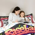 thumbnail image 5 of Feelyou Kawaii Birthday Cake Bedding Comforter Set, Cartoon Baseball Sport Twin Comforter Sets, Black Eat Sleep Ice Reversible Bedding Set, Luxury Bedroom Decor, 2pcs, 5 of 8