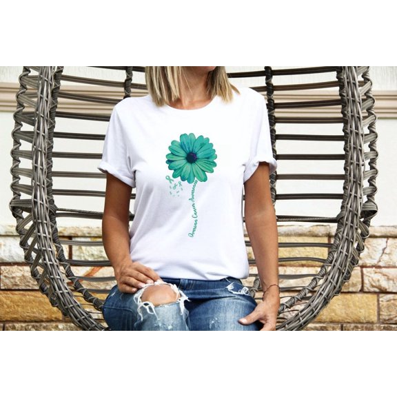 Ovarian Cancer Awareness Shirt, Ovarian Cancer Warrior Tee, Cancer Fighter, Ovarian Cancer Support Gift Shirt, Womens Cancer Tshirt, Full Size S-5XL
