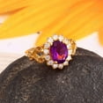 thumbnail image 2 of Halo Amethyst ring,2 carats 6 * 8 mm Diana Halo Oval Cut Amethyst Engagement Ring, February Birthstone Promise Ring, Purple Gemstone Ring Gift, 2 of 2