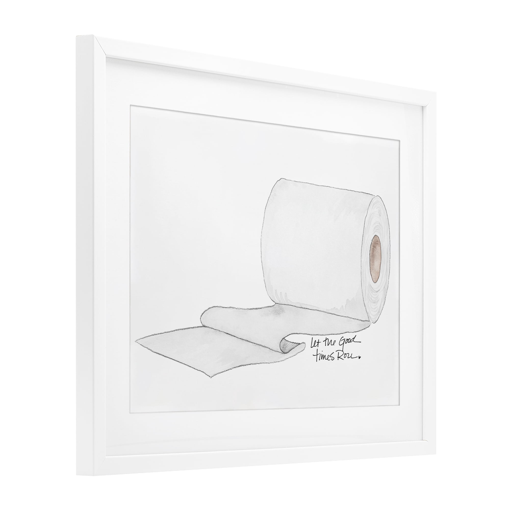 Stupell Industries Good Times Roll Toilet Paper White Framed Print Under Glass, design by Nola James