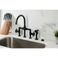 thumbnail image 2 of Kingston Brass KS2330CG Fuller Two-Handle 4-Hole Deck Mount Industrial Style Bridge Kitchen Faucet with Brass Side Sprayer in Matte Black, 2 of 7