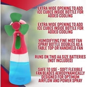 Handheld Fan With Water Spray Mister - Personal Cooling Fan Battery Operated Fan Water Bottle Sprayer - Portable Misting Fan - Use As A Desktop, Table Top Fan - Colors Will Vary At Random