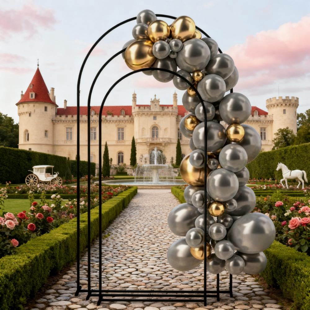 Set of 3 Metal Arch Backdrop Stand, Wedding Arch Frame, Balloon Backdrop Arch Stand Set