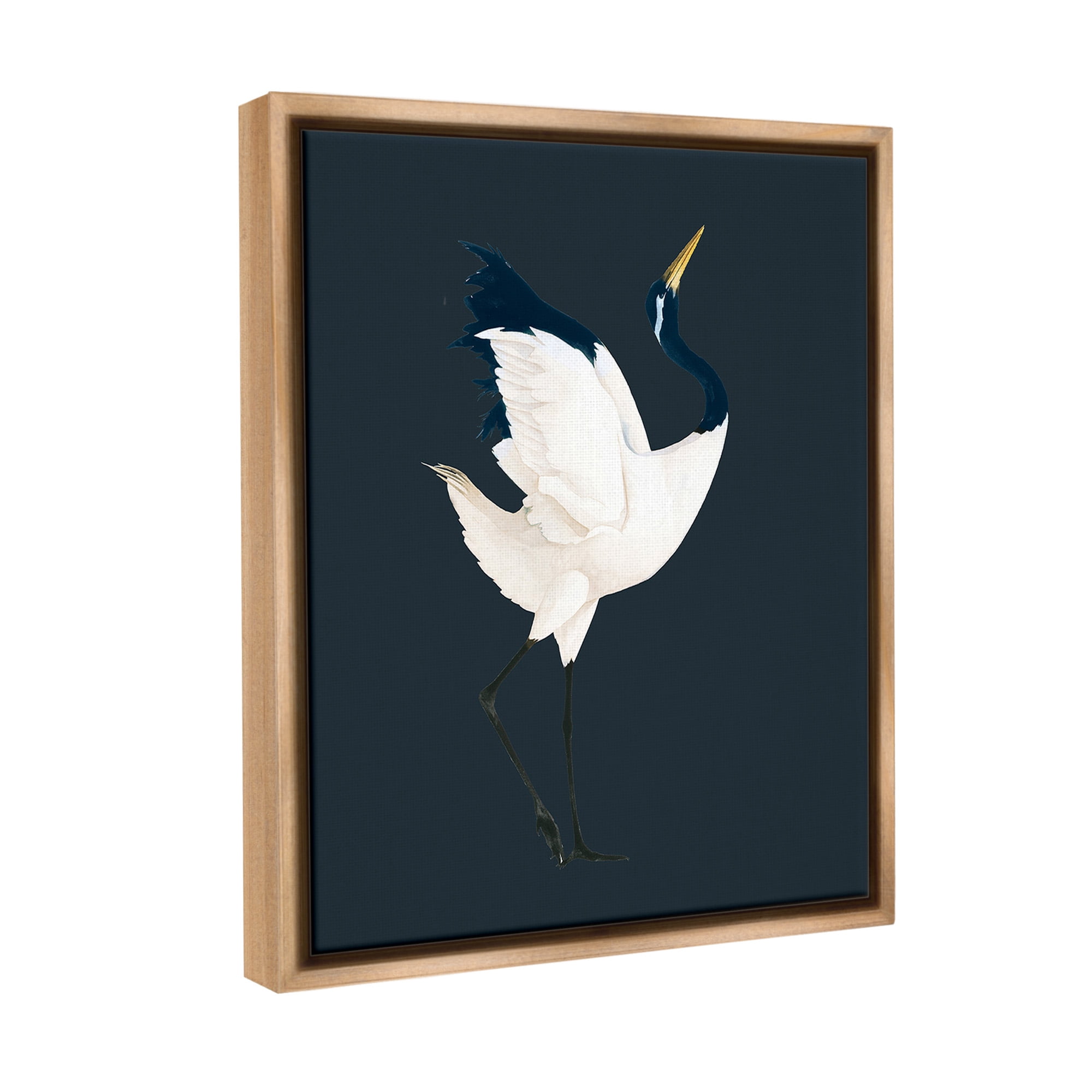 Stupell Industries Crane Bird Facing Right Animals & Insects Painting Brown Floater Framed Canvas Art Print Wall Art, 17 x 21