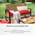 thumbnail image 3 of Alpha Joy 4 Piece Wicker Outdoor Patio Conversation Set, Brown & Red, 3 of 11