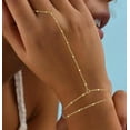 thumbnail image 3 of JUSIP Gold Bracelets for Women Trendy, Dainty Gold Hand Chain Bracelet Stack 14k Gold Plated Finger Ring Bracelet Hand Chain Cz Layered Beaded Gold Bracelets for Women Non Tarnish Gold Jewelry Gift, 3 of 11