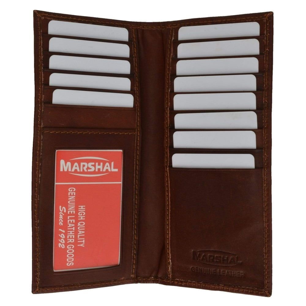 Marshal Wallet Bifold Checkbook Wallet and Credit Card Holder with ID Window Genuine Leather