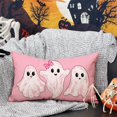 thumbnail image 2 of Halloween Pillow Covers 12x20 inch Happy Halloween Ghost Halloween Pink Lumbar Pillow Covers Decorations Happy Halloween Sofa Bed Outdoor Car Decoration, 2 of 6