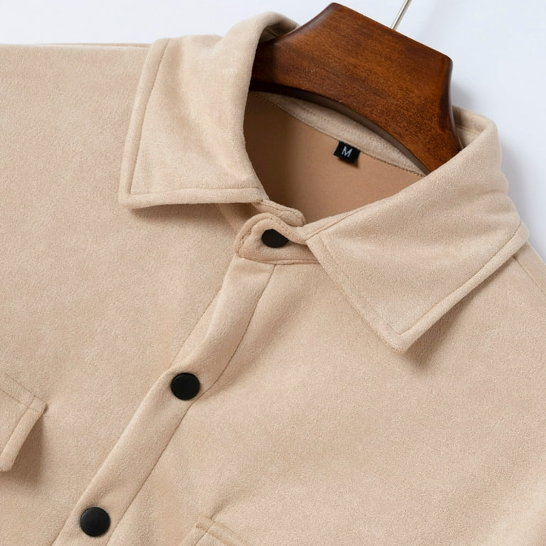 JUUYY Men's Casual Shirt Jacket Long Sleeve Suede Shirts JUUYY Men's Casual Shirt Jacket Long Sleeve Suede Shirts