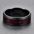 thumbnail image 4 of 8mm Men's Black and Red Tungsten Carbide Wedding Ring Celtic Tungsten Ring Celtic Dragon Inlay Polished Finish Size 5-15, 4 of 5