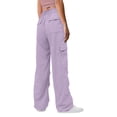 thumbnail image 4 of Women's Cargo Pants with Belt Loops HighWaisted LooseFit Casual Trousers for All Seasons Light Purple S, 4 of 5