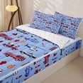 thumbnail image 3 of Castle Fairy Cartoon Construction Truck Zipper Full Size Comforter Sets with Fitted Sheet and 2 Pillowcases,Cute Mountain Traffic Light Zipper Bedding Set for Bedroom,Red Purple,4pcs,Reversible, 3 of 6