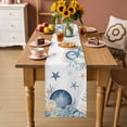 thumbnail image 2 of Navy Blue Shell Coastal Table Runner 72 Inches, Starfish Coral Summer Ocean Nautical Bed Runner Dresser Scarves Tabletop for Indoor Outdoor Parties/Ceremony/Banquet, 14" x 72", 2 of 9