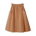 thumbnail image 3 of HCURIBAD Midi Skirt, Women's Casual Paper Bag Waist A Line Pleated Midi Skirt with Pockets, Skirts for Women, Flowy Skirt, Womens Skirts Khaki One Size, 3 of 3