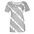 thumbnail image 3 of TIHLMK T Shirts for Women Gray Fashion Women Twill Button Neckline Short Sleeve Round Neck Casual T-shirt Gift for Womens Tops, 3 of 7