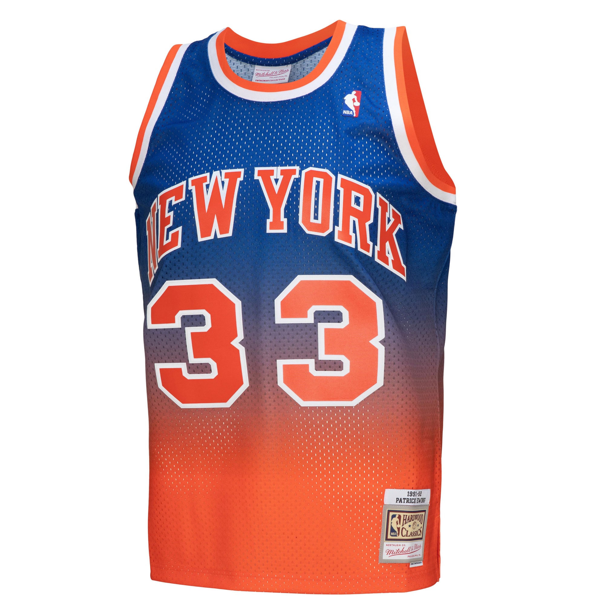 Men's Mitchell & Ness Patrick Ewing Orange/Royal New York Knicks