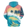 thumbnail image 3 of Sunset Ocean Waves Men's Women Vintage 3D Hooded Sweatshirt - All-Season Loose Fit Streetwear, 3 of 6