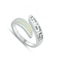 thumbnail image 4 of CHOOSE YOUR COLOR White Simulated Opal Greek Key Open Ring .925 Sterling Silver Band CZ Female Size 10, 4 of 4